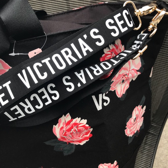 Victoria Secret Canvas Floral Bag with Strap - Picture 4 of 7